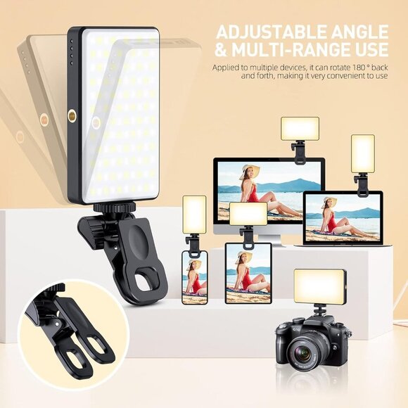 120 LED Phone Light, Selfie Light for iPhone, 5000Mah Rechargeable Clip Video Li - Picture 3 of 9